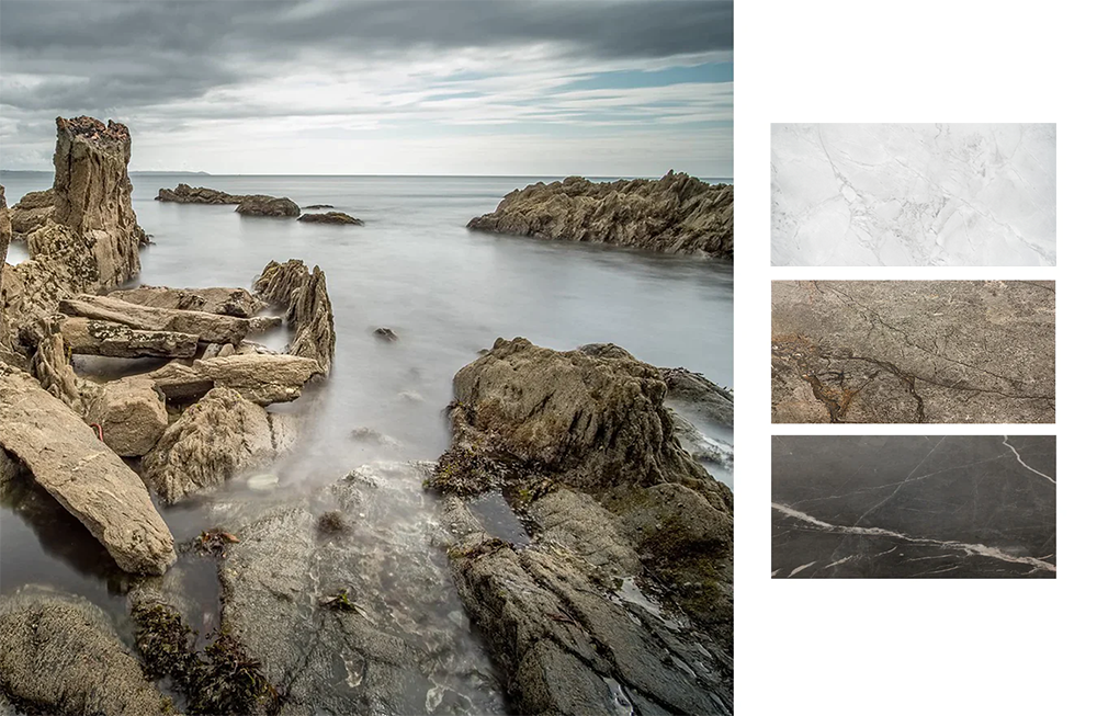 Sandby i granitkeramik, inspirerad av marmor.