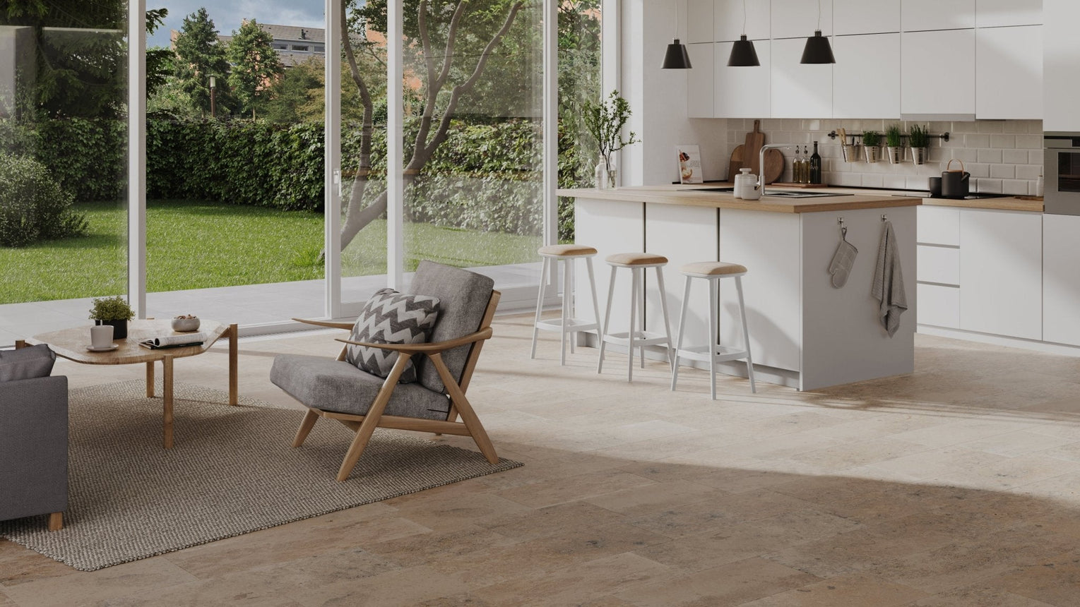 Jurakalksten Slipad Grå/Beige Fallande x305x10 - Stenbolaget