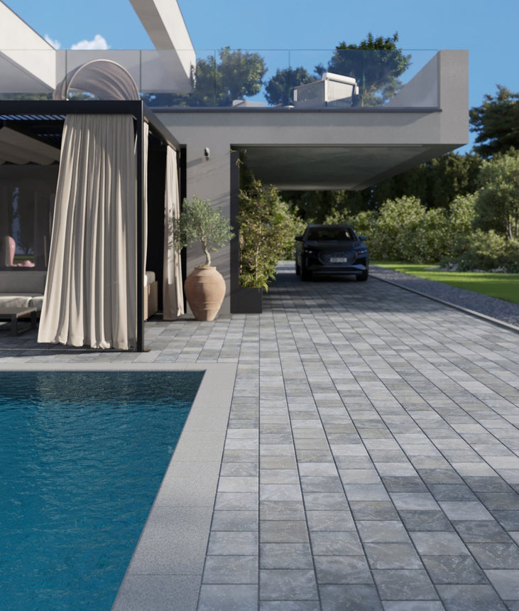 Marksten Visby Struktur Kvadrat Gråmix 50mm - Stenbolaget
