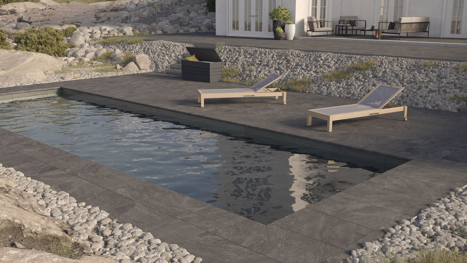 Poolsten Granitkeramik Marstrand svart - Stenbolaget