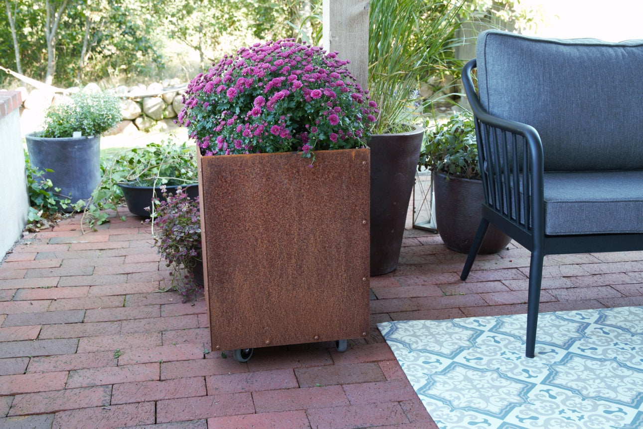 Corten Kruka m Botten 450x450x550 - Stenbolaget